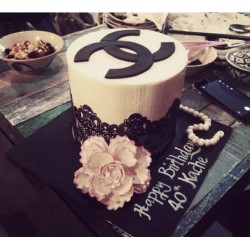 Lovely Channel Theme Cake with Black Sugar Lace