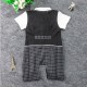 Baby Black Vest Checker Romper With Bow Black