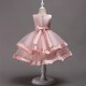 Elegant Sleeveless Beading Evening Dress Flower Girl Gown Pink 4-8y