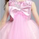Exquisite Bow Lace Sleeveless Embroidery Bubble Dress Pink 