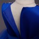 Girl Flower High Low Party Wedding Formal Pageant Dress Blue