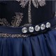 Embroidery Long Flower Girl Dress Royal Blue