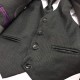 Luxury 5Pcs Little Boy/Man Stripes Coat Vest Set with Tie - Dark Grey