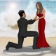Propose Pose. Red Sweetheart Gown.