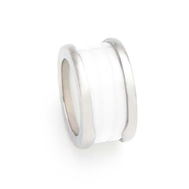 Kelvin Gems Luxury Promise Ring White Ceramic 18K/9K White Gold Wedding Band