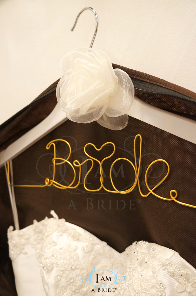 'Bride' Hanger with Hand-made Organza Rose Flower details