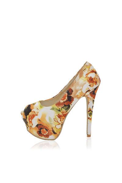 Sunshine Floral Heels in Yellow